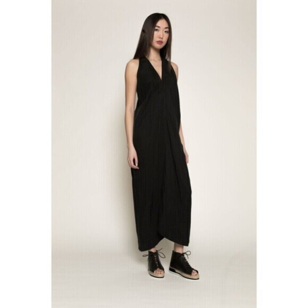H.‎ Fredriksson Maxi Siren Dress Pullover Cupro Silk Black Drapey Whimsigoth